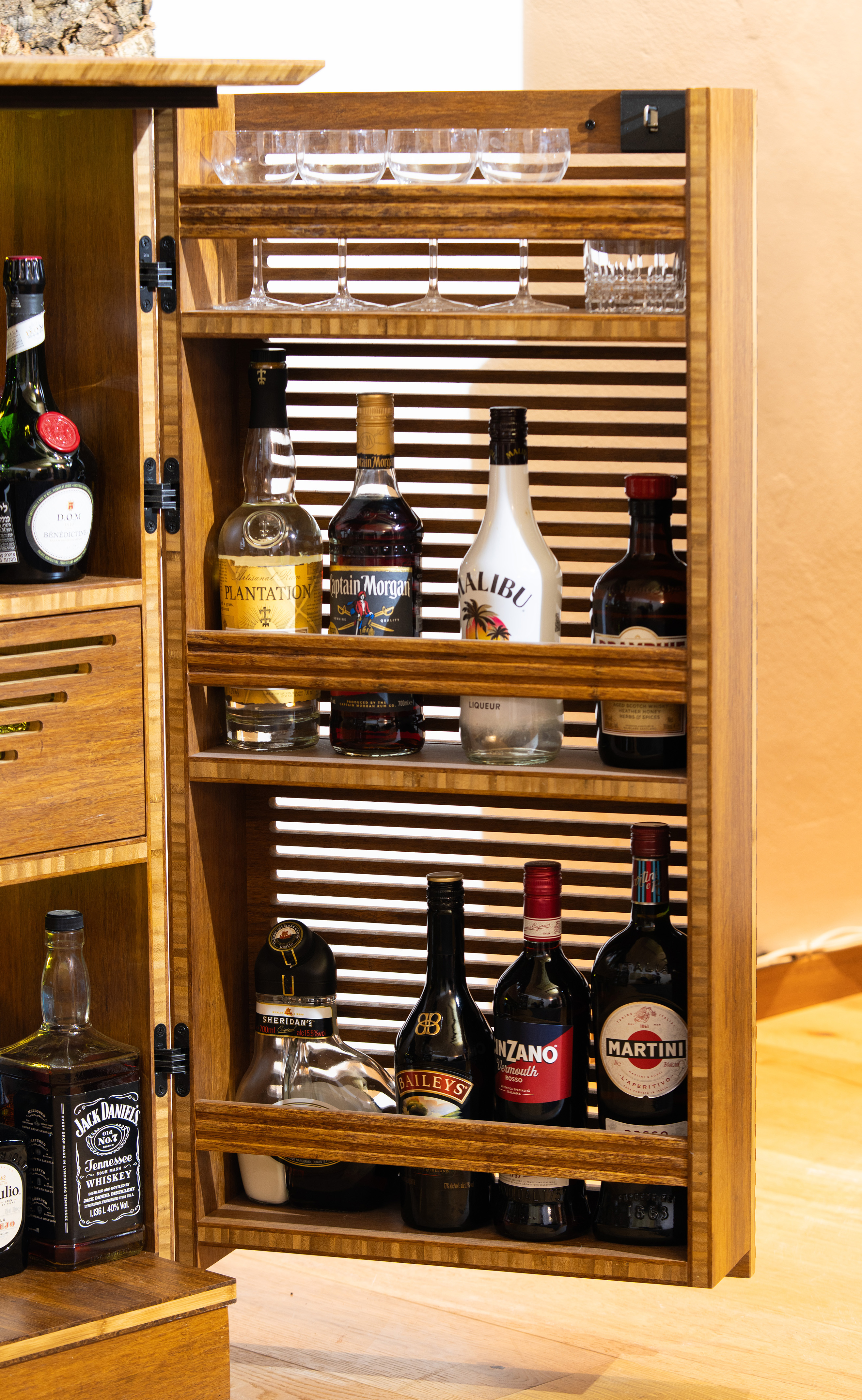 Barly door detail with bottles