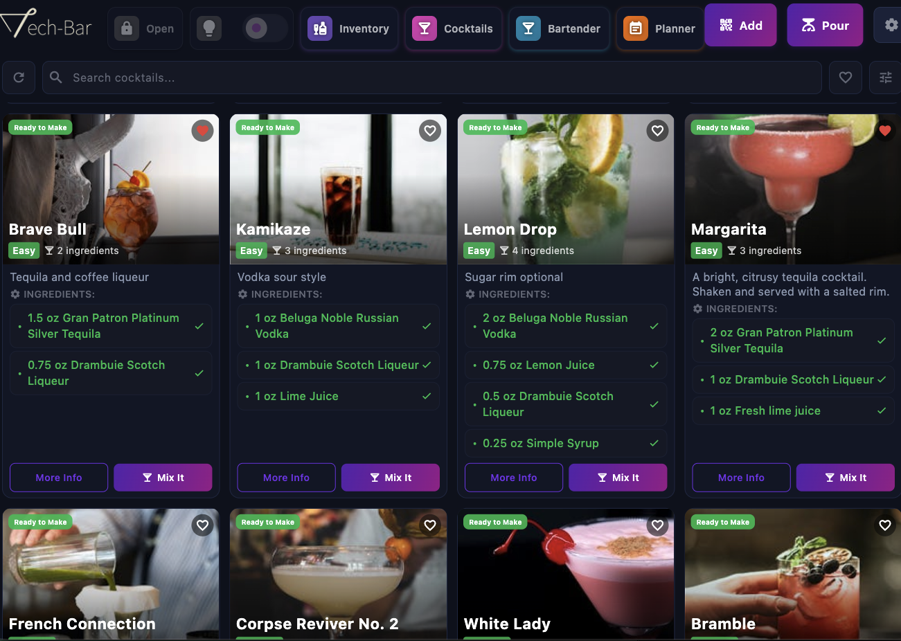 Cocktail recipes